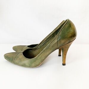 Premiata Donna Dark Green Leather Stiletto Heels size 6.5 / 7